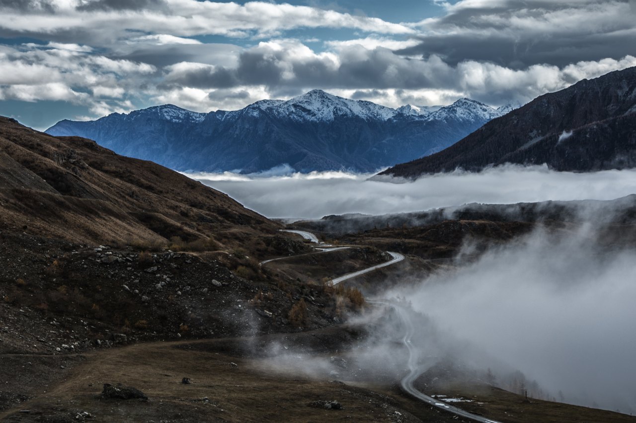 A road into the clouds. 